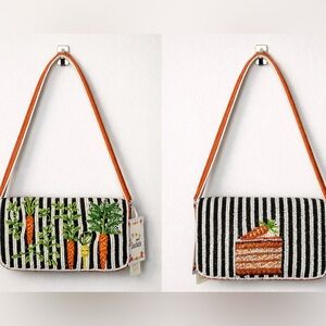 Orange and Black Beaded Carrot Cake Shoulder Bag